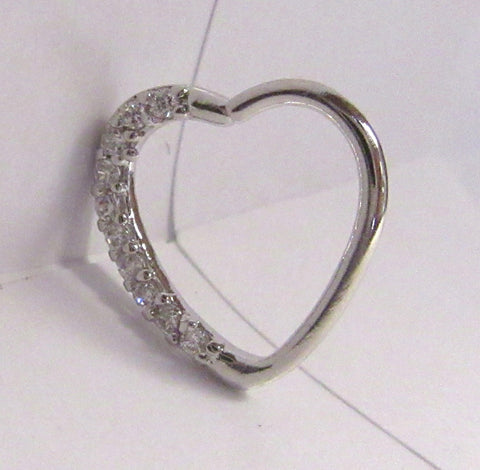 Surgical Steel Loaded Crystal Heart Cartilage Hoop Ring Seamless 16 gauge 16g - I Love My Piercings!