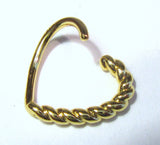 18k Yellow Gold Rope Heart Cartilage Hoop Ring Seamless 16 gauge 16g - I Love My Piercings!