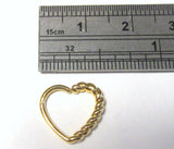 18k Yellow Gold Rope Heart Cartilage Hoop Ring Seamless 16 gauge 16g - I Love My Piercings!