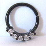 Black Titanium Clear Gems CZ Cartilage Hoop Ring Seamless 16 gauge 16g - I Love My Piercings!