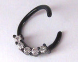 Black Titanium Clear Gems CZ Cartilage Hoop Ring Seamless 16 gauge 16g - I Love My Piercings!