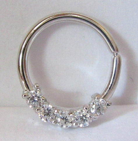 Surgical Steel Clear Gems CZ Hoop Ring Seamless 16 gauge 16g - I Love My Piercings!