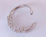 Surgical Steel Clear Gems CZ Hoop Ring Seamless 16 gauge 16g - I Love My Piercings!