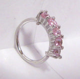 Surgical Steel 5 Pink Crystal CZ Seamless Nose Hoop Ring 20 gauge 20g 8 mm - I Love My Piercings!