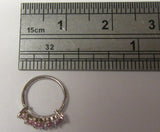 Surgical Steel 5 Pink CZ Crystals Seamless Hoop Ring 20 gauge 20g 8 mm - I Love My Piercings!