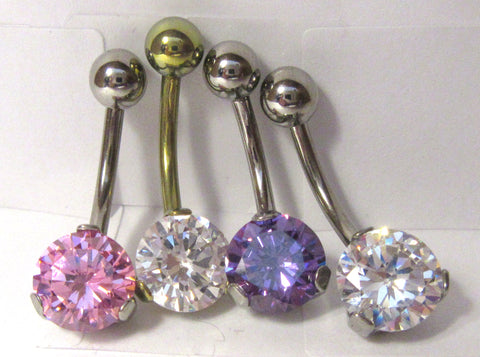 Swarovski Crystal Set in Grade 23 Titanium Belly Ring Barbell - I Love My Piercings!