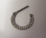 Surgical Steel Loaded Clear Crystal Half Hoop Nipple Straight Barbell 14 gauge - I Love My Piercings!