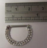 Surgical Steel Loaded Clear Crystal Half Hoop Nipple Straight Barbell 14 gauge - I Love My Piercings!