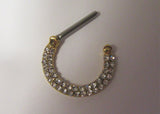 18k Gold Plated Loaded Clear Crystal Half Hoop Nipple Straight Barbell 14 gauge - I Love My Piercings!