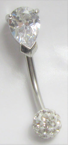 Stainless Surgical Steel Gem Crystal VCH Vertical Clitoral Clit Hood Bar 14g - I Love My Piercings!