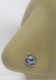 Sterling Silver Blue Victorian Style Nose Bent L Shape Stud Pin Post 20 gauge 20g - I Love My Piercings!