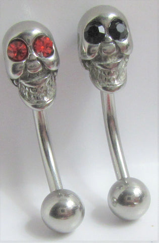 Surgical Steel Red Eye Skull Christina VCH Vertical Clitoral Hood Bar Ring Post 14G - I Love My Piercings!