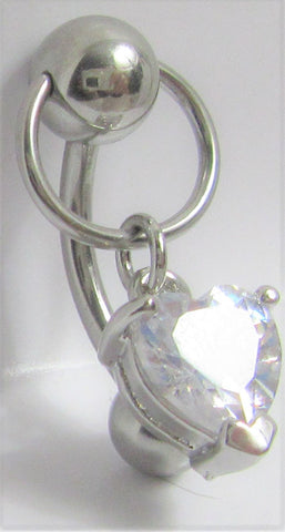 Gem Heart Hoop Dangle Ball VCH Vertical Clitoral Clit Hood Bar Post Ring 14g - I Love My Piercings!