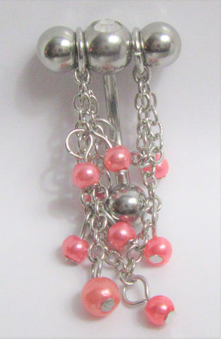 Triple Ball Pink Pearl Dangle VCH Vertical Clitoral Clit Hood Bar Post Ring 14g - I Love My Piercings!