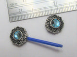 Flexible Metal Sensitive Blue Gem Ornate Nipple No Metal Bar Ring Bioplast 14g - I Love My Piercings!