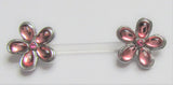 Flexible Metal Sensitive Pink Gem Flower Nipple No Metal Bar Bioplast Post 14g - I Love My Piercings!