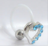 Flexible Metal Sensitive Aqua Gem Heart No Metal Bar Ring Bioplast Horseshoe 14g - I Love My Piercings!