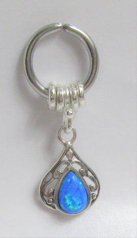 Horizontal Hood Clit Clitoral HCH Opal Filigree Dangle Hoop Ring 16 Gauge 16G - I Love My Piercings!