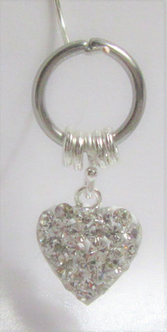 Horizontal Hood Clit Clitoral HCH Gem Loaded Puffed Heart Dangle Hoop Ring 16G - I Love My Piercings!