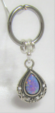 Horizontal Hood Clit Clitoral HCH Mauve Opal Filigree Dangle Hoop Ring 16 Gauge 16G - I Love My Piercings!