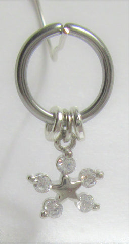 Horizontal Hood Clit Clitoral HCH Clear Gem Crystal Star Dangle Hoop Ring 16G - I Love My Piercings!