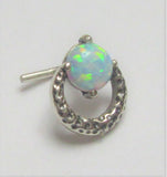 Sterling Silver White Opal Hoop L Shape Post Pin Stud Nose Ring 20 gauge 20g - I Love My Piercings!