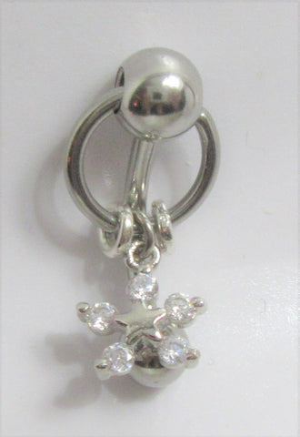 Star Clear Crystal Gem Dangle VCH Vertical Clitoral Clit Hood Bar Post Ring 14g - I Love My Piercings!