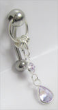 Light Purple Gem Crystal Dangle VCH Vertical Clitoral Clit Hood Bar Post Ring 14g - I Love My Piercings!