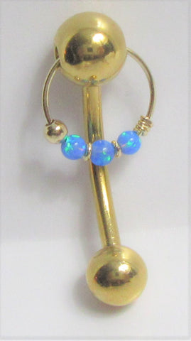 14k Gold Plated Blue Opal Hoop Dangle VCH Vertical Clitoral Clit Hood Post 14g - I Love My Piercings!