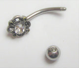 Crystal Flower Ornate VCH Vertical Clitoral Clit Hood Bar Post Ring 14 gauge 14G - I Love My Piercings!