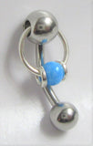 Pearled Blue Accents Dangle VCH Vertical Clitoral Clit Hood Bar Post Ring 14g - I Love My Piercings!