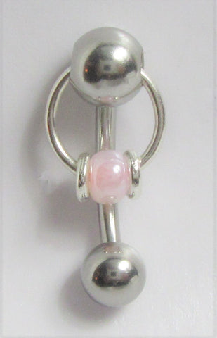 Pearled Pink Accents Dangle VCH Vertical Clitoral Clit Hood Bar Post Ring 14g - I Love My Piercings!