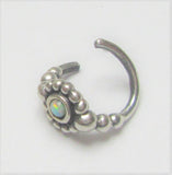 Sterling Silver Seamless Beaded White Opal Belly Hoop Ring Jewelry 16 gauge 16G - I Love My Piercings!