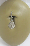 Sterling Silver Seamless Filigree Flower Drop Belly Hoop Ring Jewelry 16 gauge 16G - I Love My Piercings!