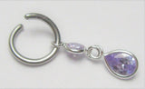 Sterling Silver Seamless Light Purple Gem Dangle Belly Hoop Ring Jewelry 16 gauge 16G - I Love My Piercings!