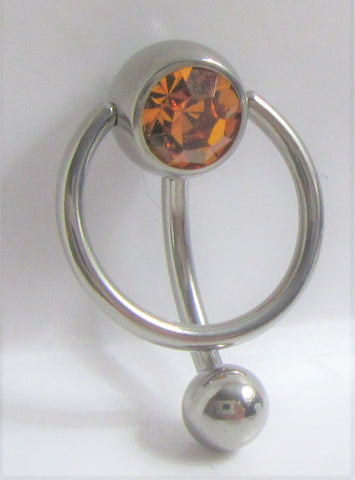 Amber Pressure Gem Ball Crystal Hoop Dangle VCH Clitoral Clit Hood Ring 14G - I Love My Piercings!