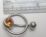 Amber Pressure Gem Ball Crystal Hoop Dangle VCH Clitoral Clit Hood Ring 14G - I Love My Piercings!