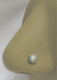 Sterling Silver White Opal Ornate Waves L Shape Post Pin Stud Nose Ring 20g - I Love My Piercings!