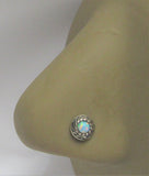 Sterling Silver White Opal Ornate Swirls L Shape Post Pin Stud Nose Ring 20g - I Love My Piercings!