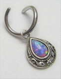 Sterling Silver Filigree Mauve Opal Dangle Hoop Belly Navel Ring 16 gauge 16g - I Love My Piercings!