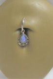 Sterling Silver Filigree Mauve Opal Dangle Hoop Belly Navel Ring 16 gauge 16g - I Love My Piercings!