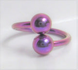 Purple Titanium Hoop Twisted Balls Bar VCH HCH Jewelry Clit Clitoral Hood Ring 16 gauge 16g - I Love My Piercings!