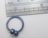 Dark Blue Titanium Hoop Twisted Balls Bar VCH HCH Jewelry Clit Clitoral Hood Ring 16 gauge 16g - I Love My Piercings!