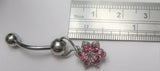 Pink Gem Flower Dangle VCH Vertical Clitoral Clit Hood Bar Post Ring 14g - I Love My Piercings!