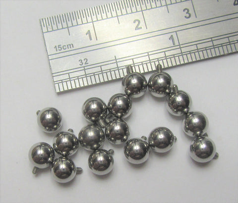 Six Pc Spare Internally Threaded 5mm Surgical Steel Balls 14 Gauge 14G - I Love My Piercings!