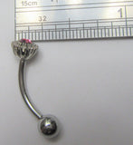 Surgical Steel Pink Gem Internally Threaded VCH Vertical Clitoral Hoop Post Curved Bar 14G - I Love My Piercings!