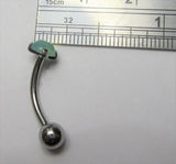 Surgical Steel Jade Internally Threaded VCH Vertical Clitoral Hoop Post Curved Bar 14G - I Love My Piercings!