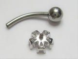 Surgical Steel Gem Flower Daisy Internally Threaded VCH Vertical Clitoral Hoop Post Curved Bar 14G - I Love My Piercings!