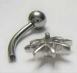 Surgical Steel Marcasite Gem Flower Internally Threaded VCH Vertical Clitoral Post Curved Bar 14G - I Love My Piercings!