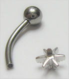 Surgical Steel Starfish Internally Threaded VCH Vertical Clitoral Post Curved Bar 14G - I Love My Piercings!